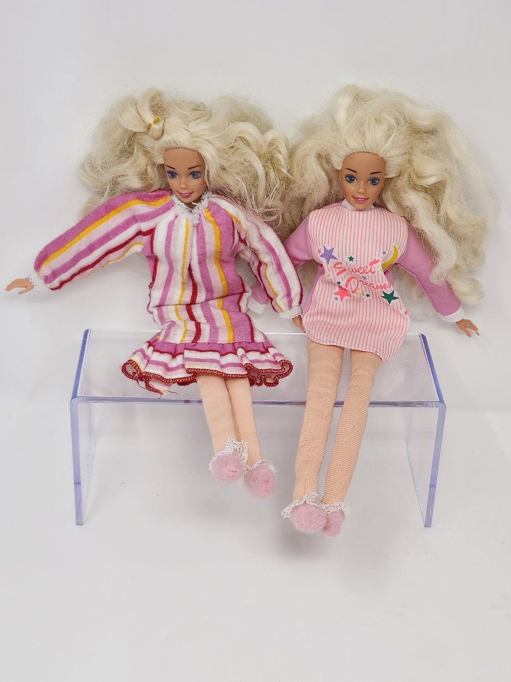 2Vtg Mattel Barbie Soft Plush Body Pajama Dolls 1993 Sweet Dreams Sleepytime